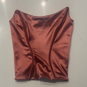 Mistress Rocks Satin Rust Corset Top